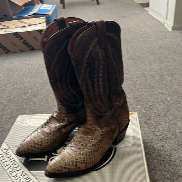 Brown/Tan Dan Post Men Genuine Python Skin Cowboy Boots. Worn 2x. 10D - Picture 5 of 8